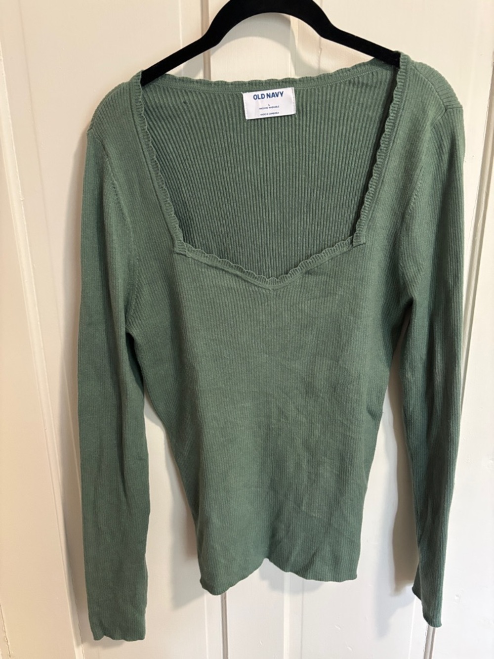 Old Navy Sage Green Ribbed Square Neck Sweater